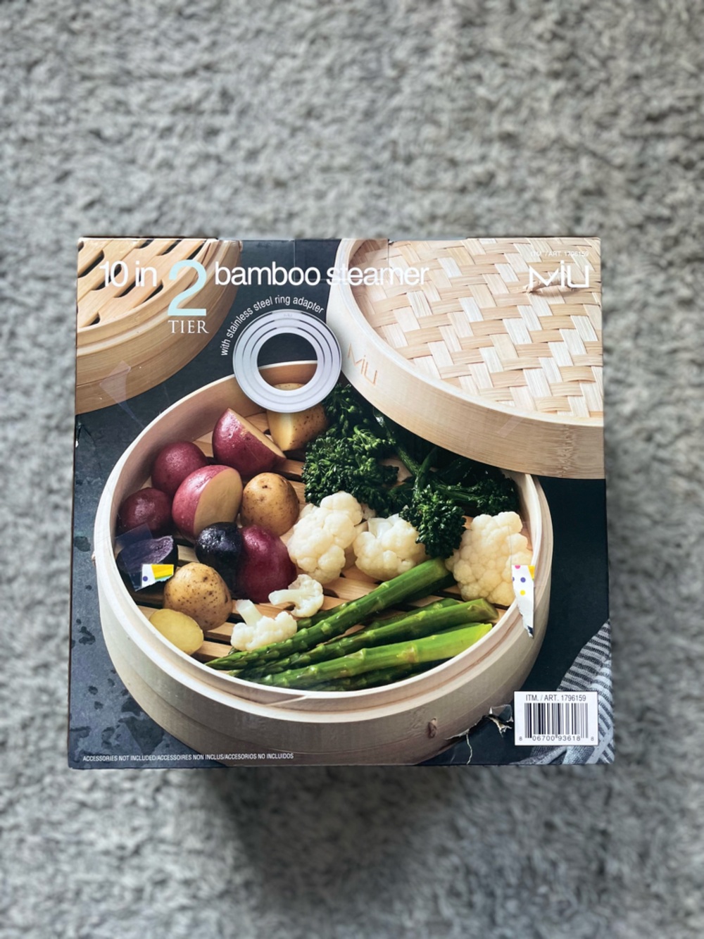 MIU 10” 2-Tier Bamboo Steamer Basket